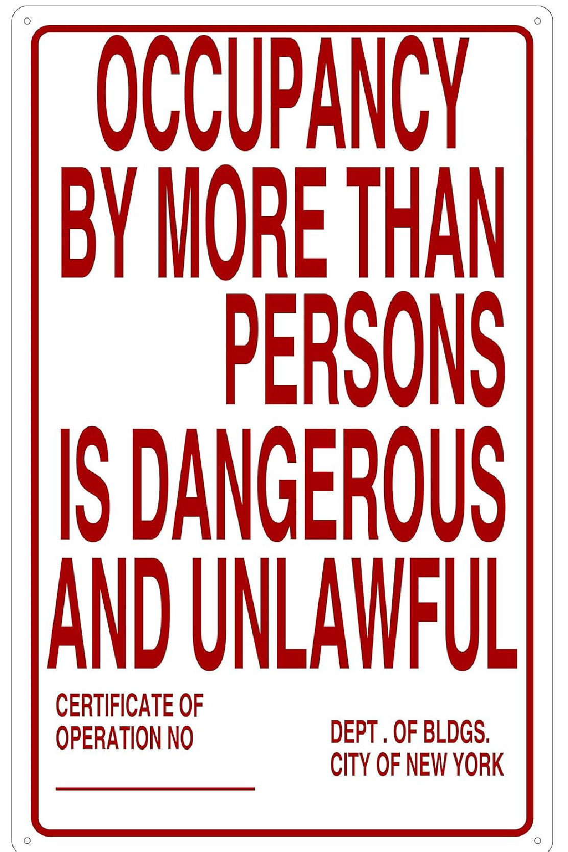 Occupancy By More Than ____ Persons
