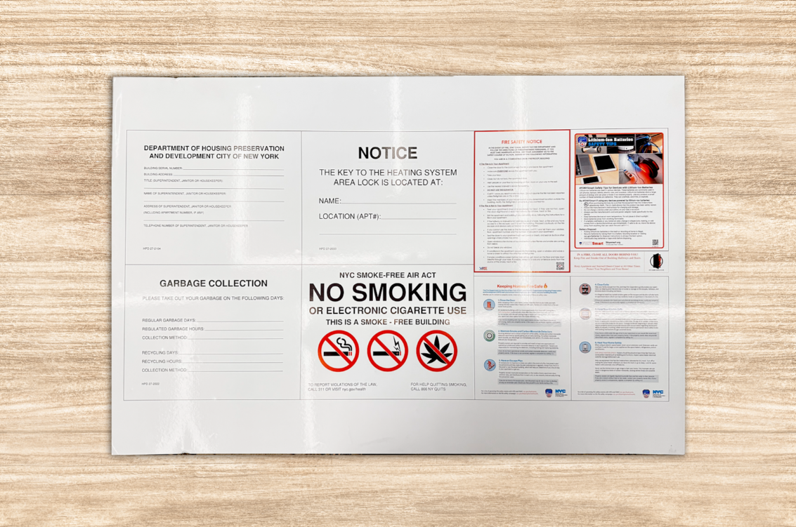 Brochure with no smoking notice on a wooden surface